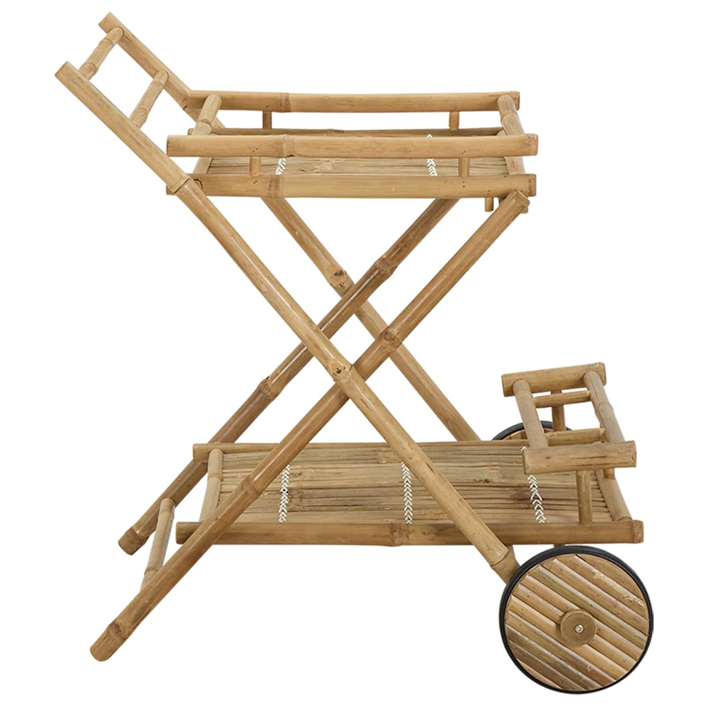 vidaXL Serving Trolley with wheels Natural 79 x 67.5 x 84 cm Bamboo