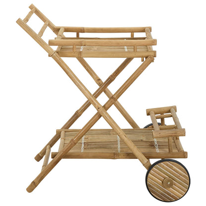 vidaXL Serving Trolley with wheels Natural 79 x 67.5 x 84 cm Bamboo