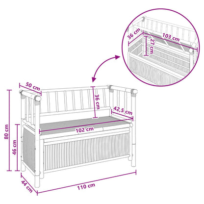 vidaXL Garden Storage Bench 110 x 47 x 80 cm Bamboo Natural