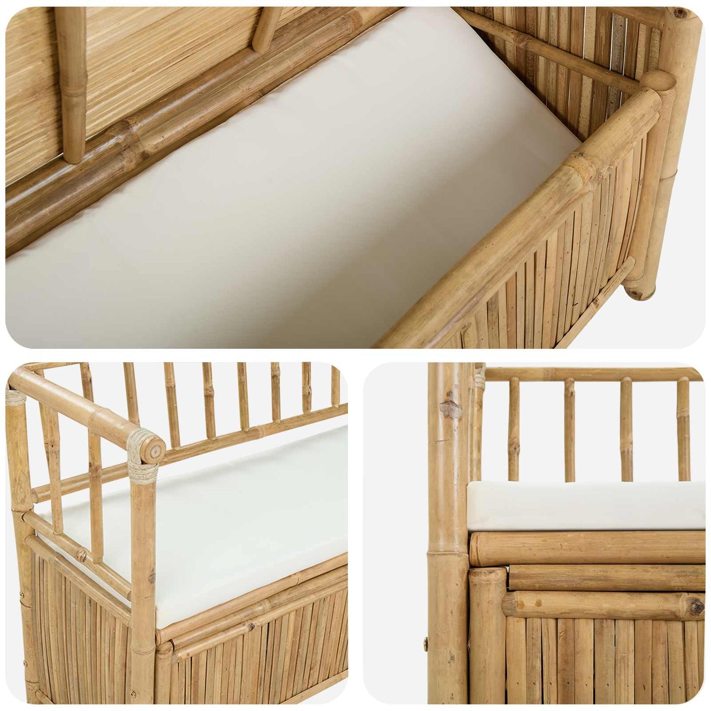 vidaXL Garden Storage Bench 110 x 47 x 80 cm Bamboo Natural