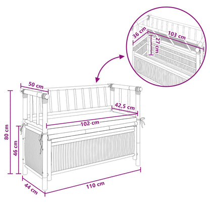 vidaXL Garden Storage Bench 110 x 47 x 80 cm Bamboo Natural