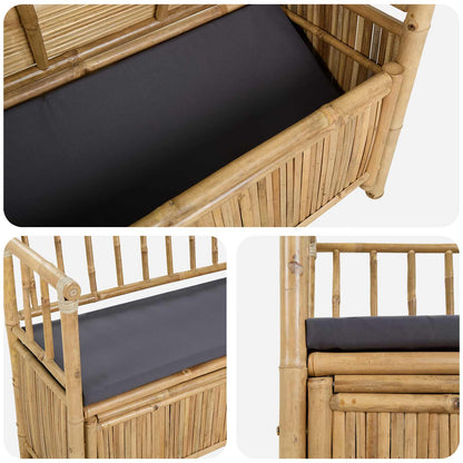 vidaXL Garden Storage Bench 110 x 47 x 80 cm Bamboo Natural