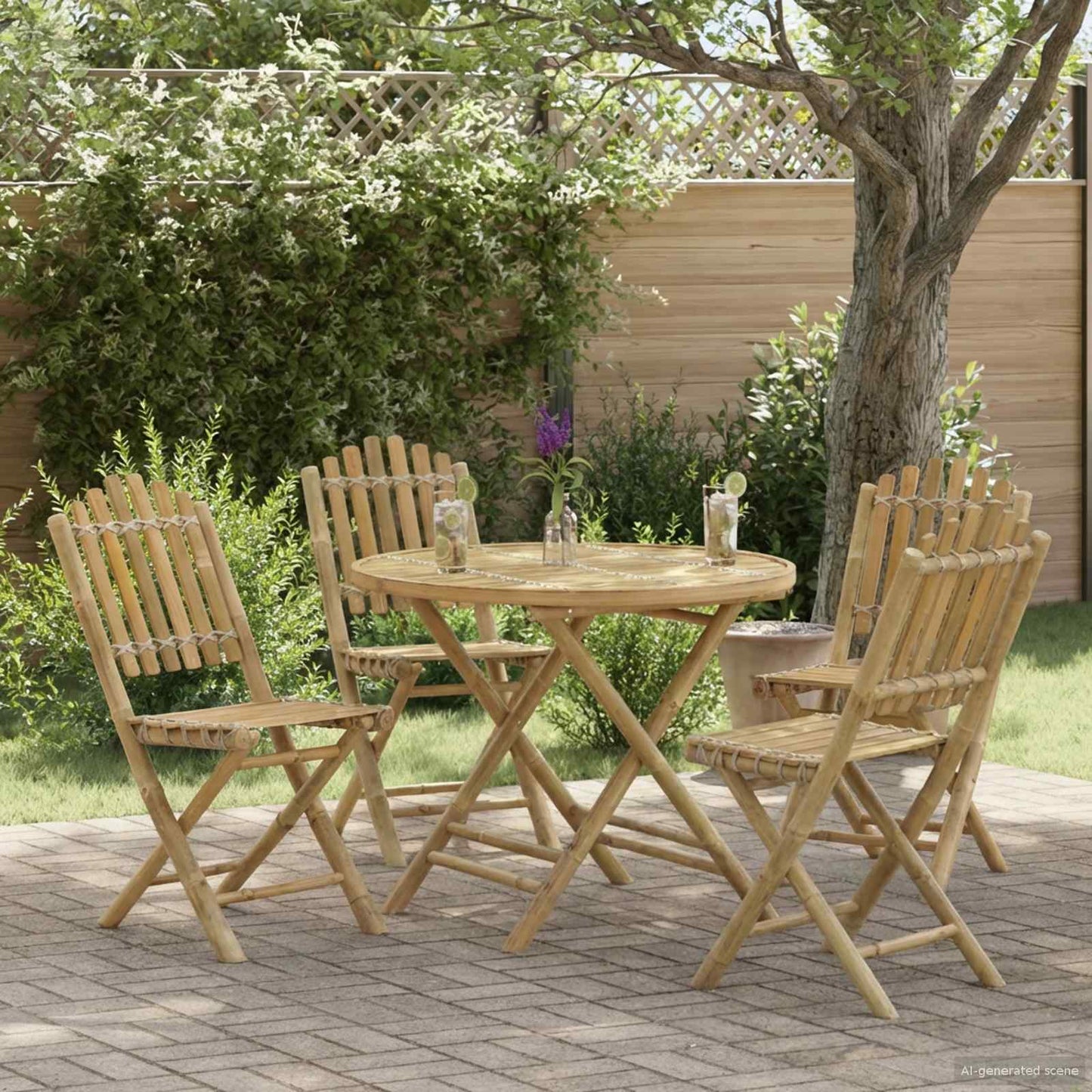 vidaXL Garden Table Natural 80 x 70 cm Bamboo