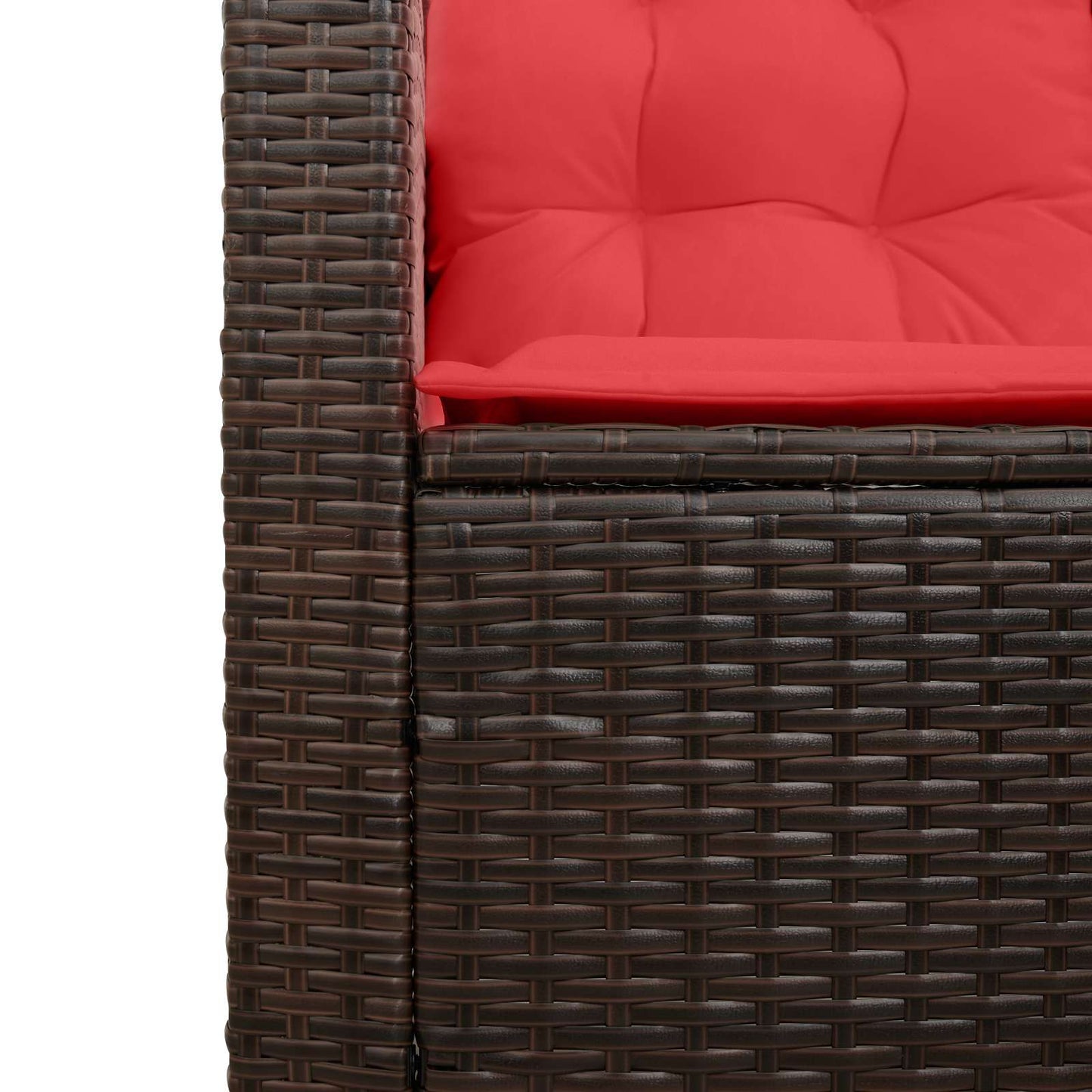 vidaXL Outdoor Sofa Set with Cushion 2 pcs Brown and Red Poly Rattan