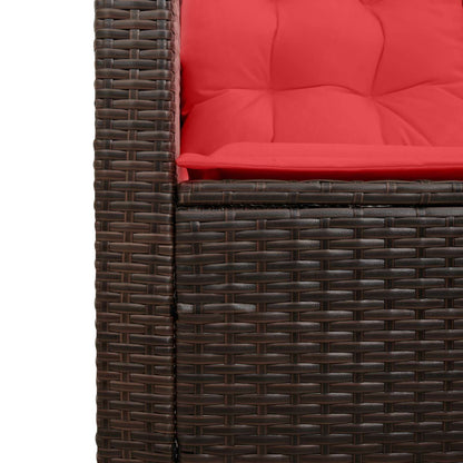 vidaXL Outdoor Sofa Set with Cushion 2 pcs Brown and Red Poly Rattan