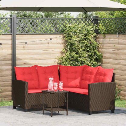 vidaXL Outdoor Sofa Set with Cushion 2 pcs Brown and Red Poly Rattan