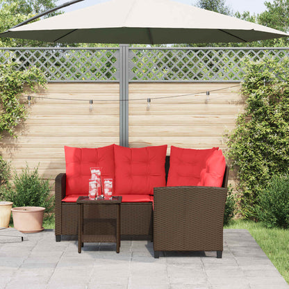 vidaXL Outdoor Sofa Set with Cushion 2 pcs Brown and Red Poly Rattan