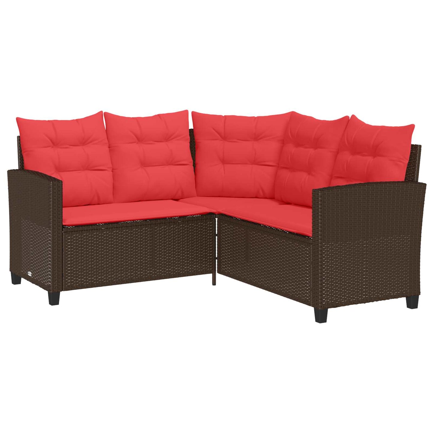 vidaXL Outdoor Sofa Set with Cushion 2 pcs Brown and Red Poly Rattan