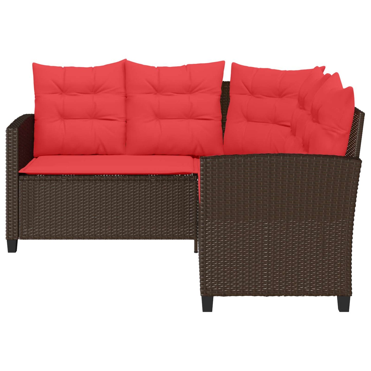 vidaXL Outdoor Sofa Set with Cushion 2 pcs Brown and Red Poly Rattan