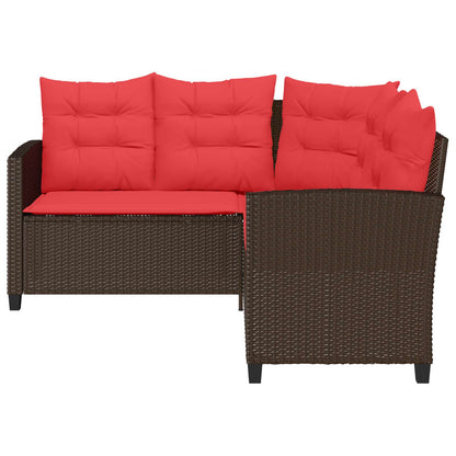 vidaXL Outdoor Sofa Set with Cushion 2 pcs Brown and Red Poly Rattan