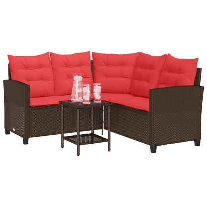 vidaXL Outdoor Sofa Set with Cushion 2 pcs Brown and Red Poly Rattan