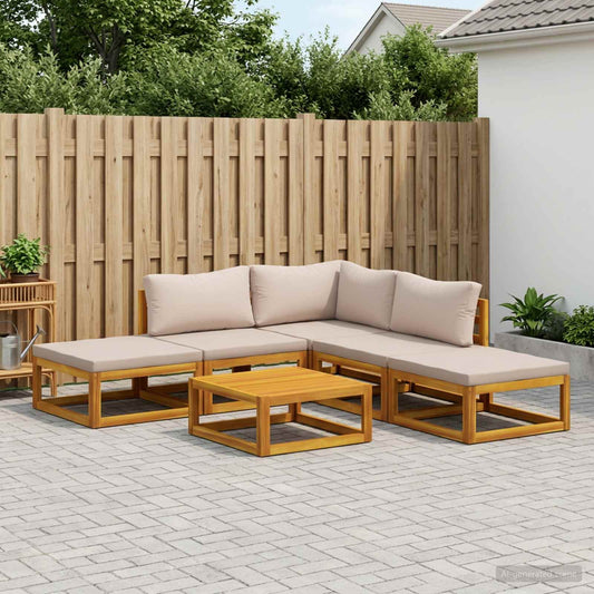 vidaXL Sofa Set 6 pcs Natural Solid Acacia Wood