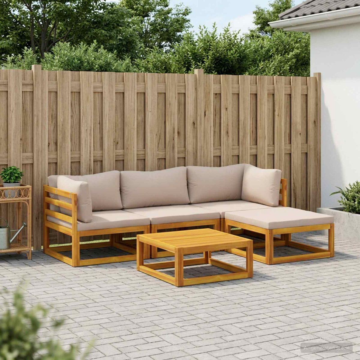 vidaXL Sofa Set 5 pcs Natural Solid Acacia Wood