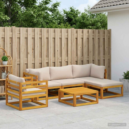 vidaXL Sofa Set 6 pcs Natural Solid Acacia Wood