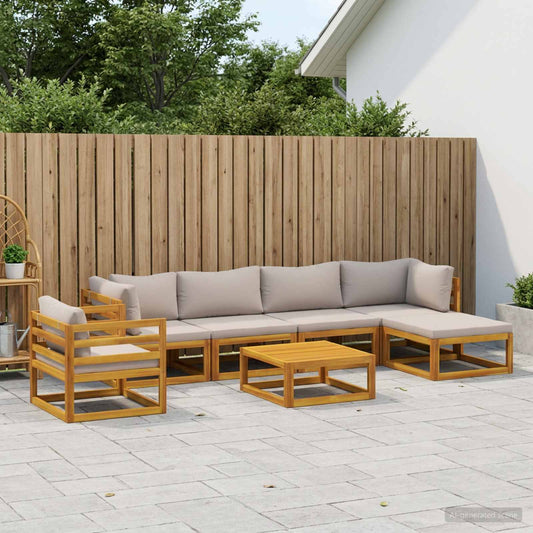vidaXL Sofa Set 7 pcs Natural Solid Acacia Wood
