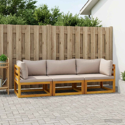 vidaXL Sofa Set 3 pcs Natural Solid Acacia Wood