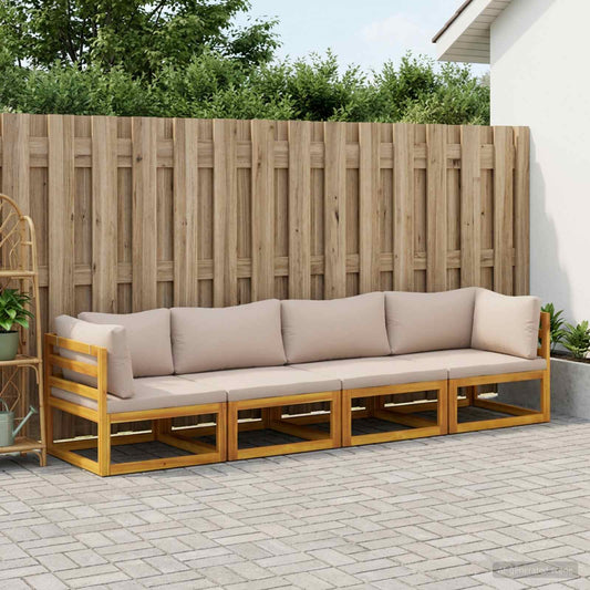 vidaXL Sofa Set 4 pcs Natural Solid Acacia Wood