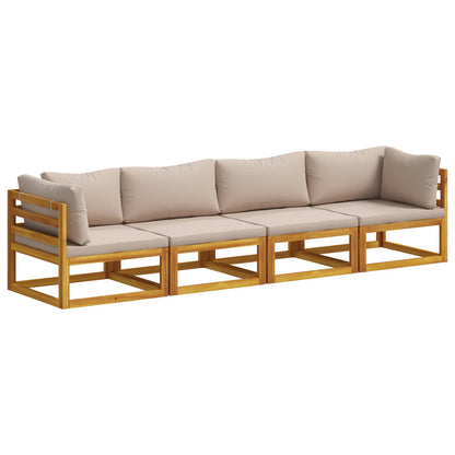 vidaXL Sofa Set 4 pcs Natural Solid Acacia Wood