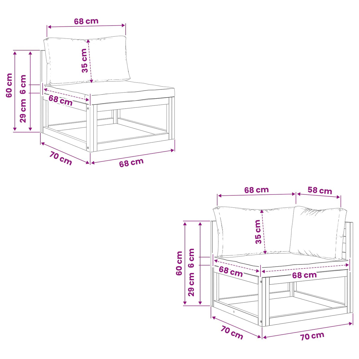vidaXL Sofa Set 4 pcs Natural Solid Acacia Wood