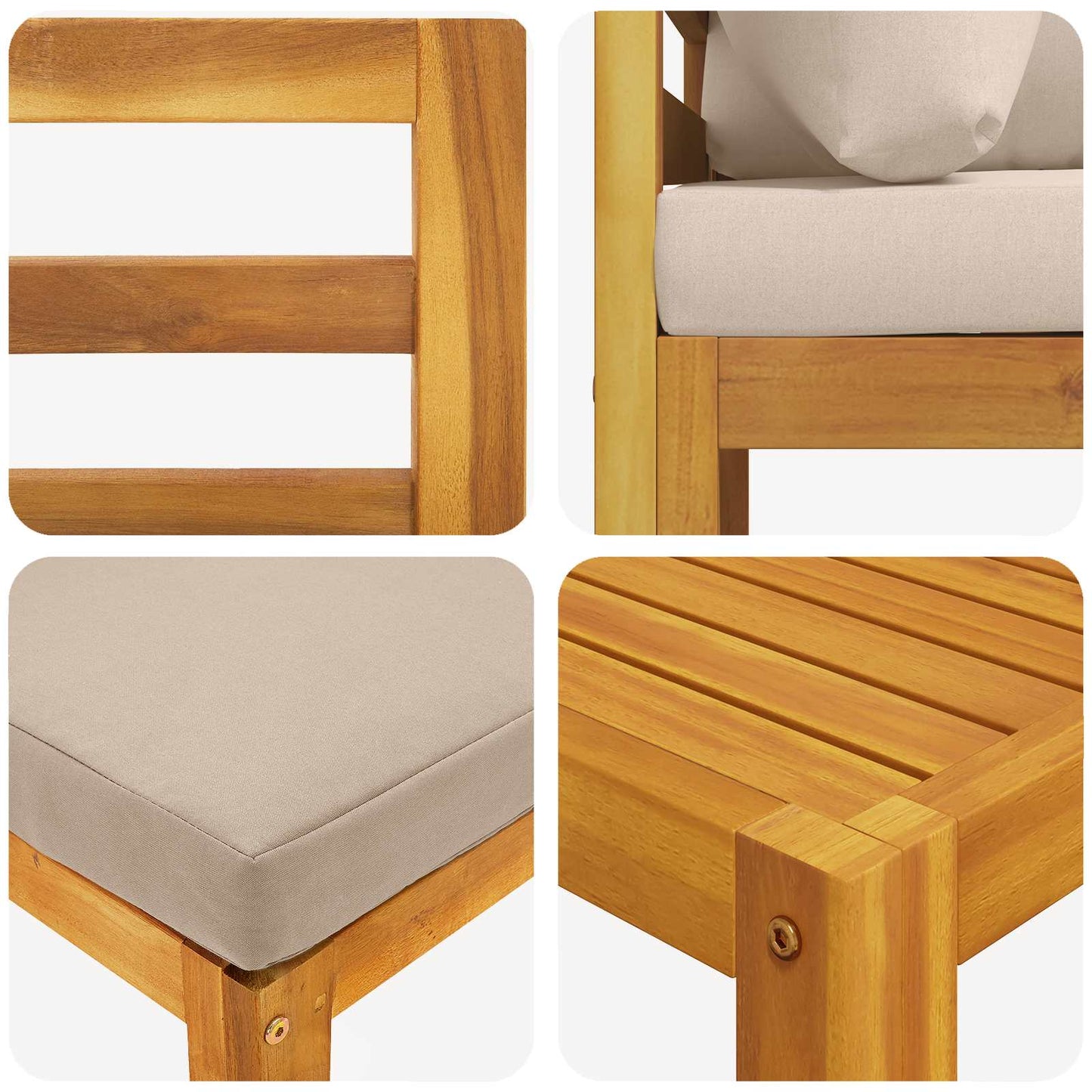 vidaXL 5 Piece Garden Lounge Set Modular Natural Solid Acacia Wood