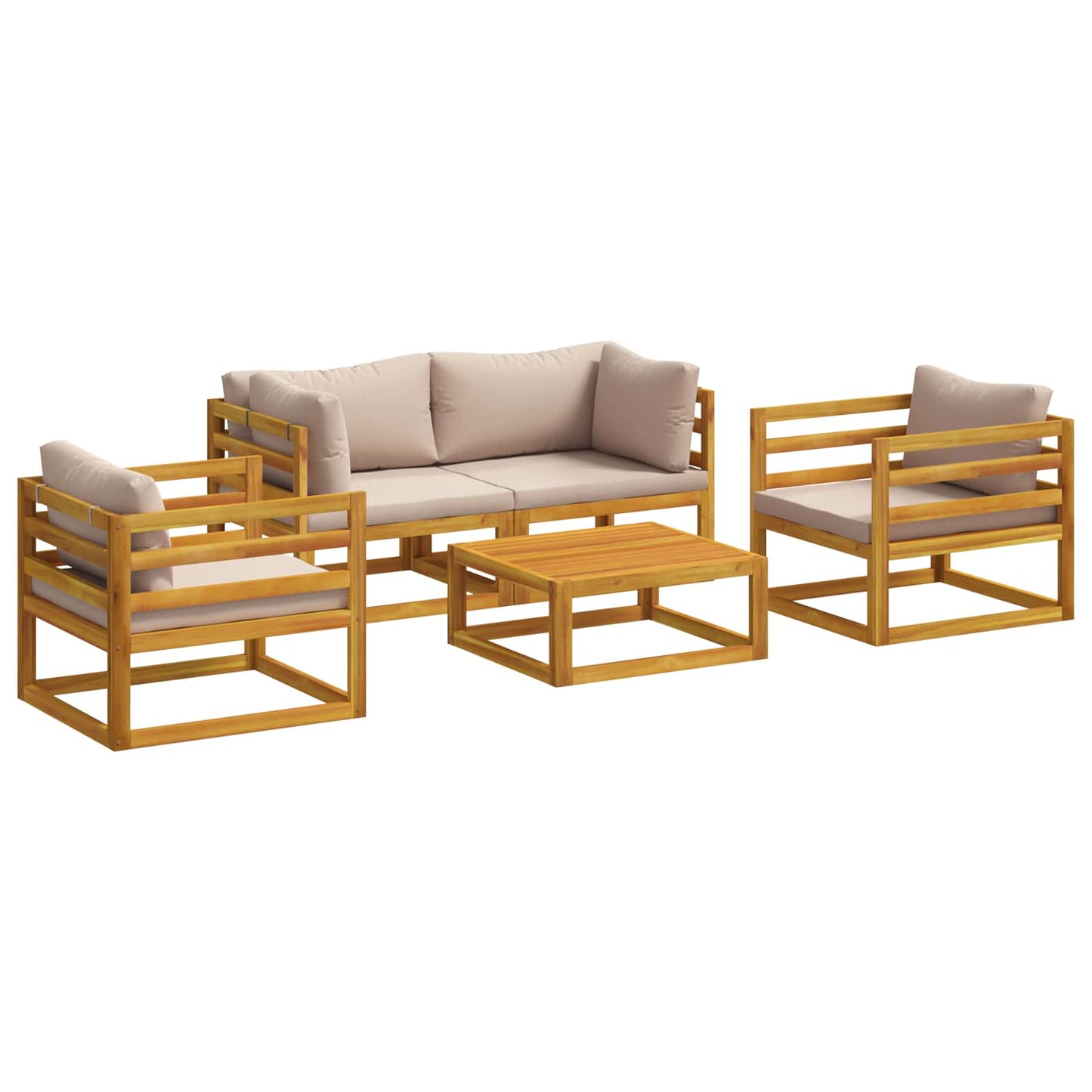 vidaXL 5 Piece Garden Lounge Set Modular Natural Solid Acacia Wood