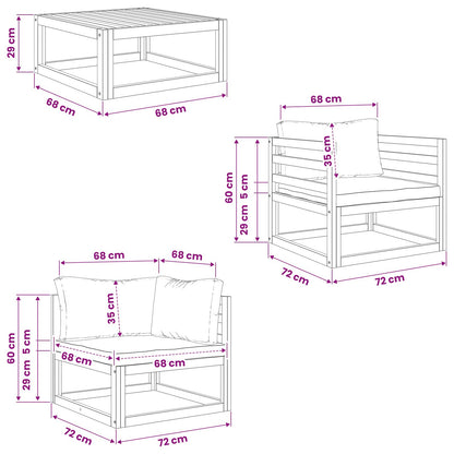 vidaXL 5 Piece Garden Lounge Set Modular Natural Solid Acacia Wood