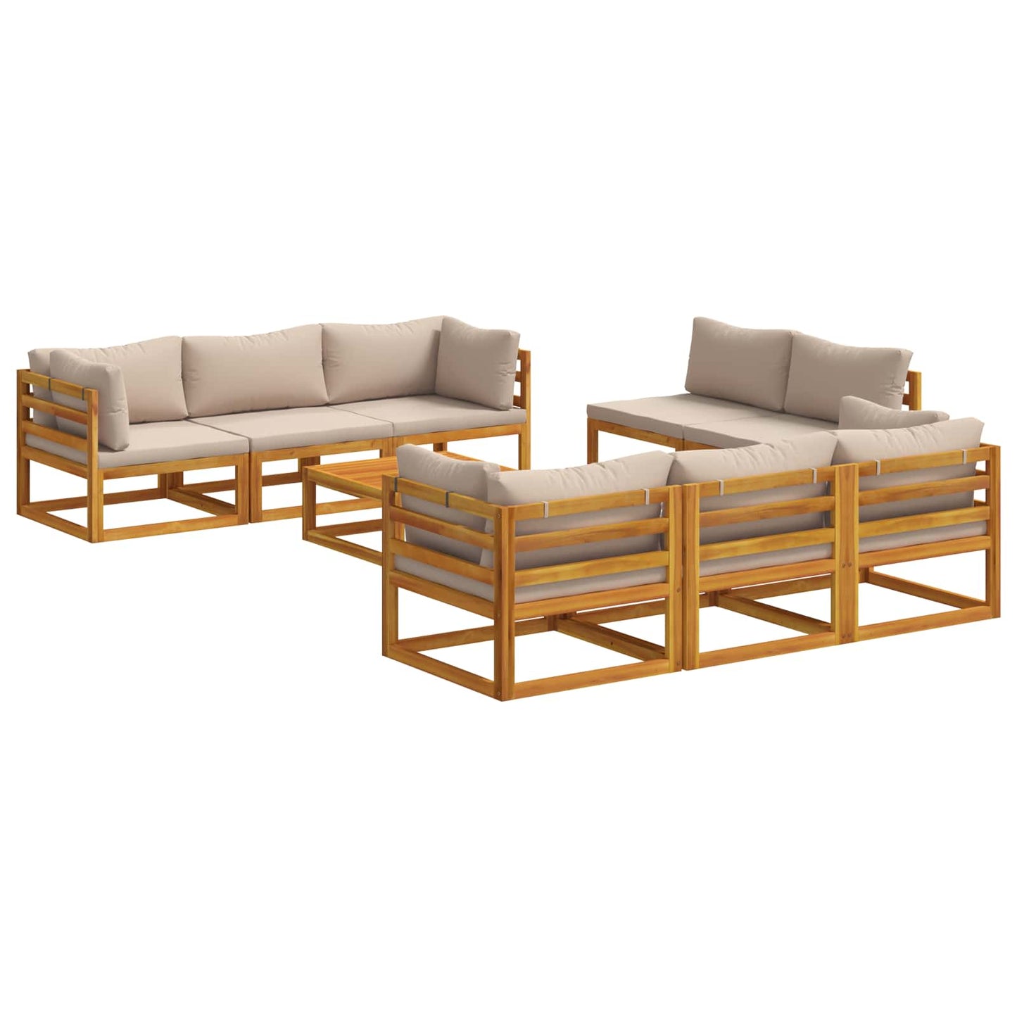 vidaXL 9 Piece Garden Lounge Set Modular Natural Solid Acacia Wood