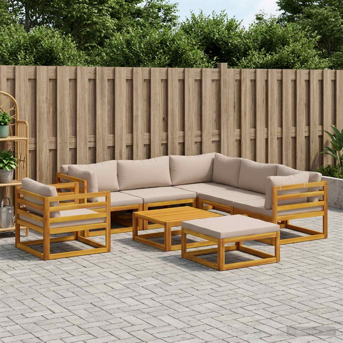 vidaXL Sofa Set 8 pcs Natural Solid Acacia Wood