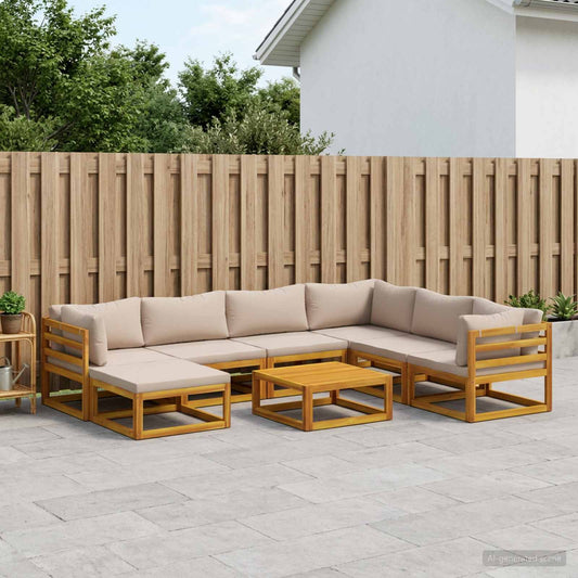 vidaXL Sofa Set 8 pcs Natural Solid Acacia Wood