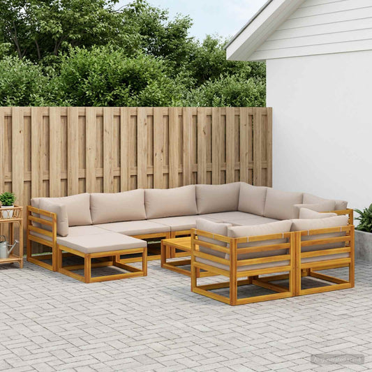 vidaXL Sofa Set 10 pcs Natural Solid Acacia Wood