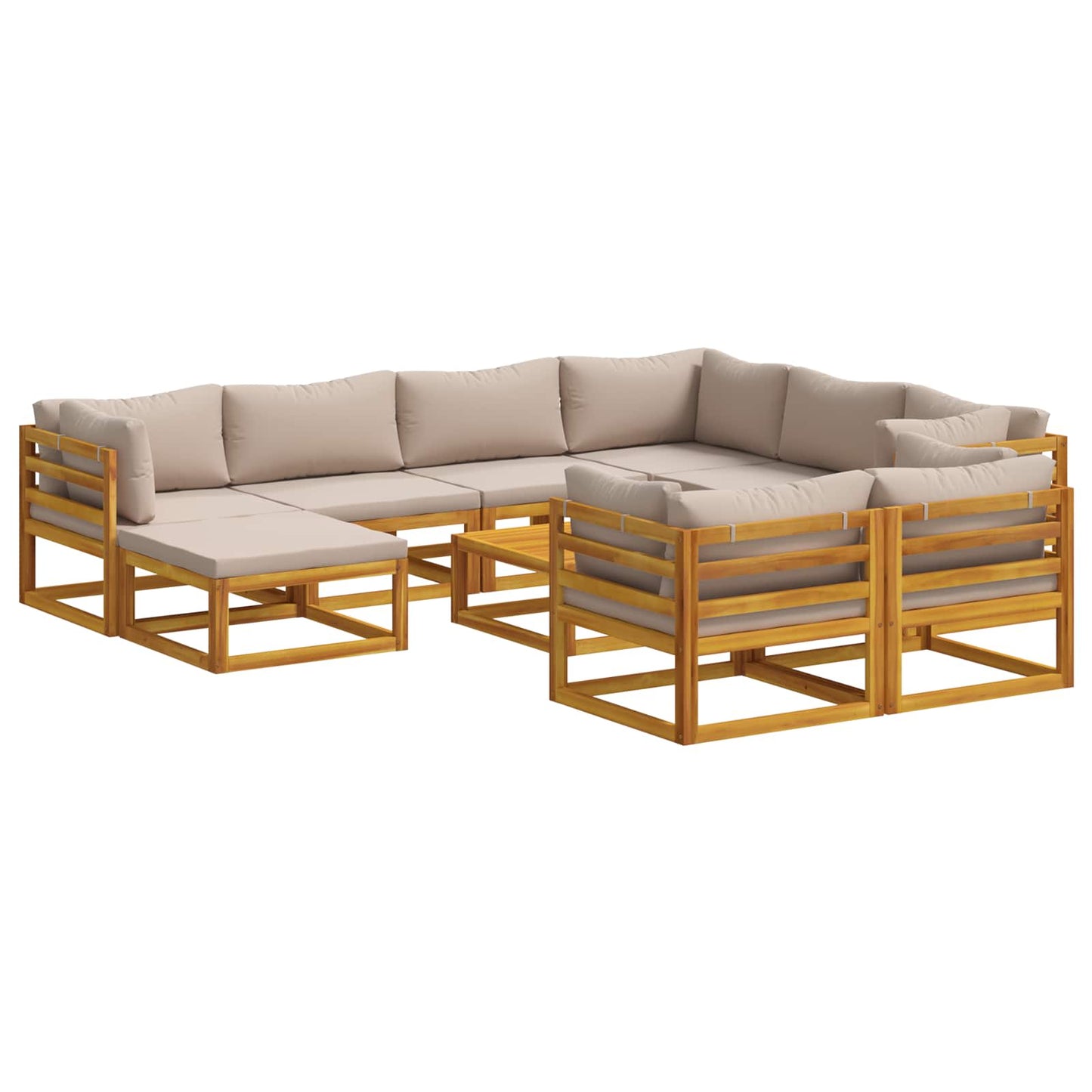 vidaXL Sofa Set 10 pcs Natural Solid Acacia Wood