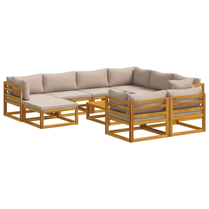 vidaXL Sofa Set 10 pcs Natural Solid Acacia Wood