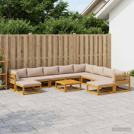 vidaXL Sofa Set 11 pcs Natural Solid Acacia Wood