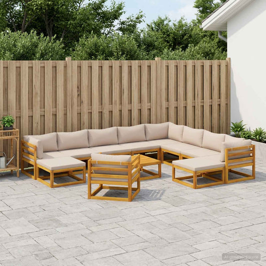 vidaXL Sofa Set 12 pcs Natural Solid Acacia Wood