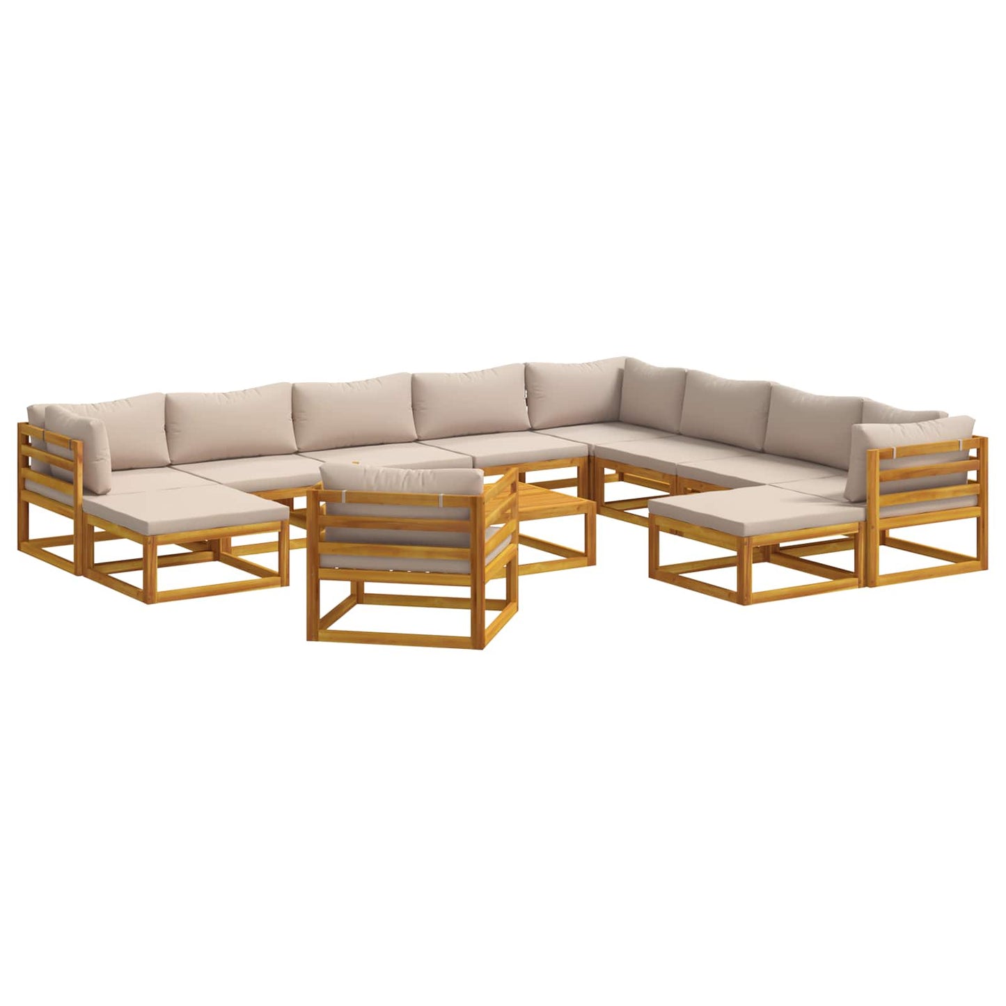 vidaXL Sofa Set 12 pcs Natural Solid Acacia Wood