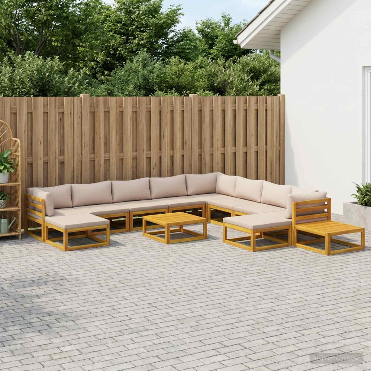 vidaXL Sofa Set 12 pcs Natural Solid Acacia Wood