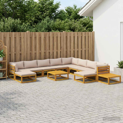 vidaXL Sofa Set 12 pcs Natural Solid Acacia Wood