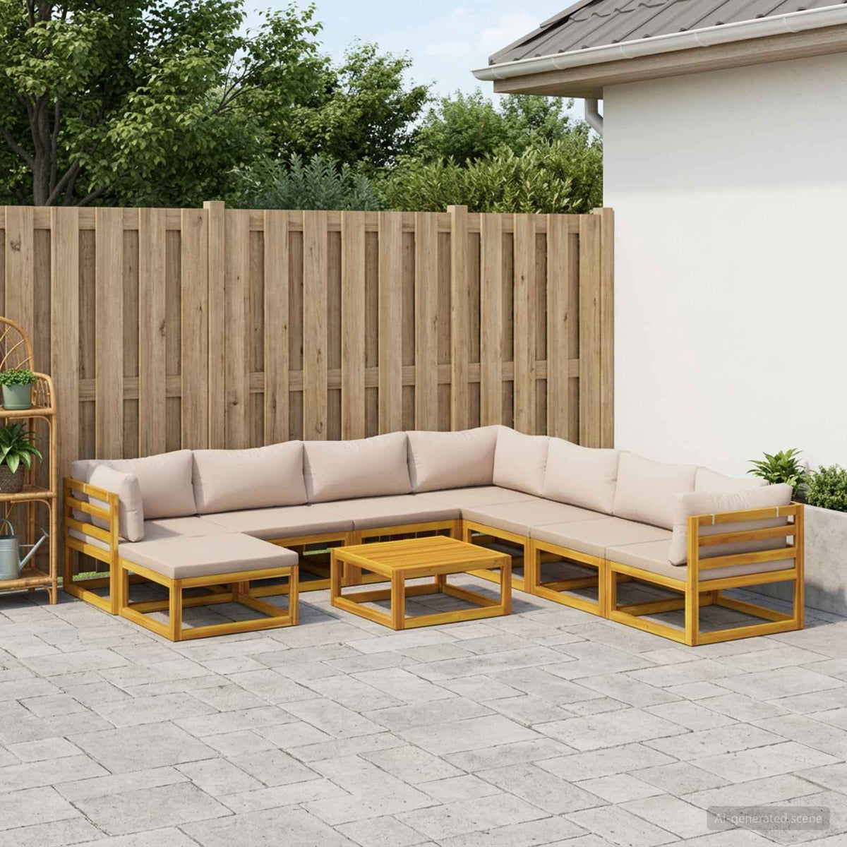 vidaXL Sofa Set 9 pcs Natural Solid Acacia Wood