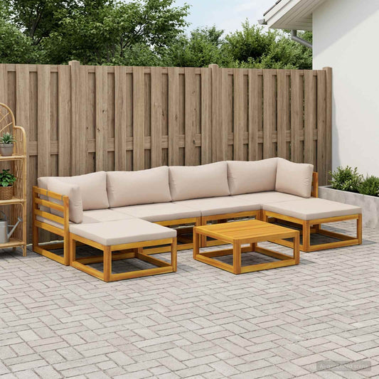 vidaXL Sofa Set 7 pcs Natural Solid Acacia Wood