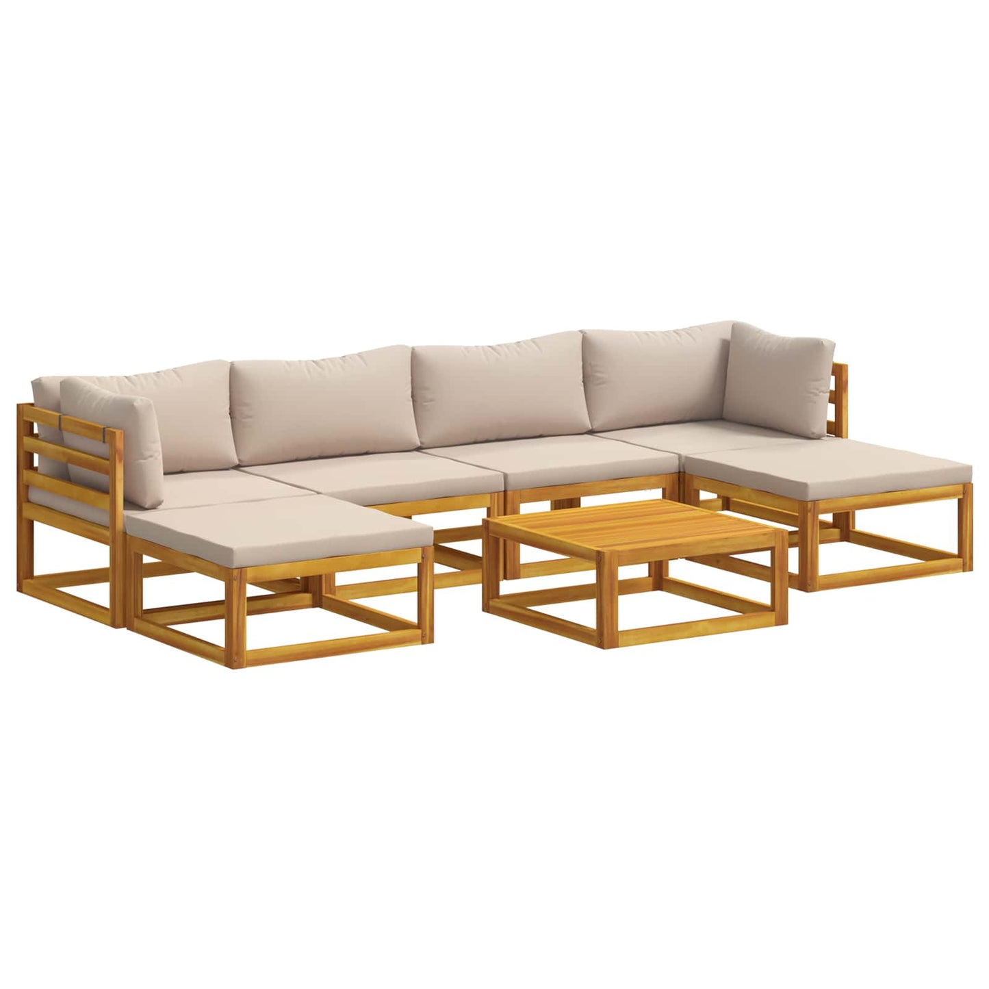 vidaXL Sofa Set 7 pcs Natural Solid Acacia Wood