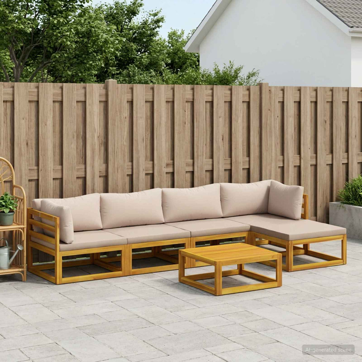 vidaXL Sofa Set 6 pcs Natural Solid Acacia Wood
