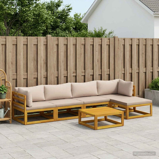 vidaXL Sofa Set 6 pcs Natural Solid Acacia Wood