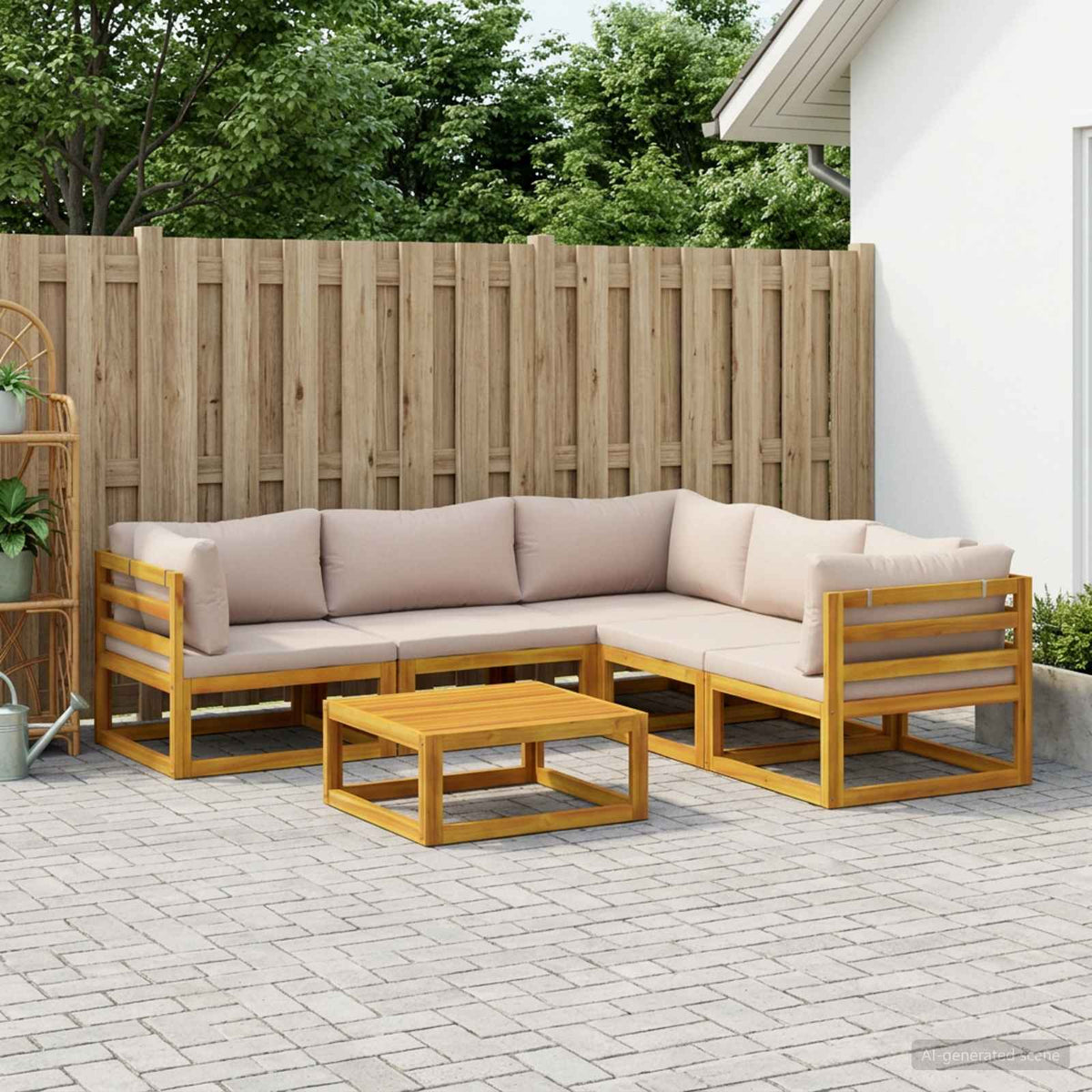 vidaXL Sofa Set 6 pcs Natural Solid Acacia Wood
