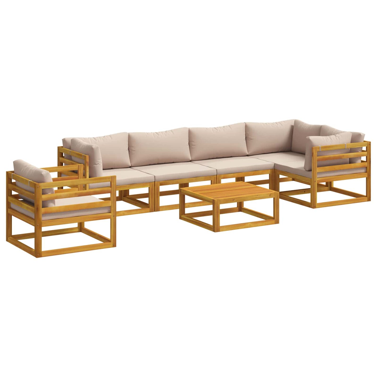 vidaXL Sofa Set 7 pcs Natural Solid Acacia Wood
