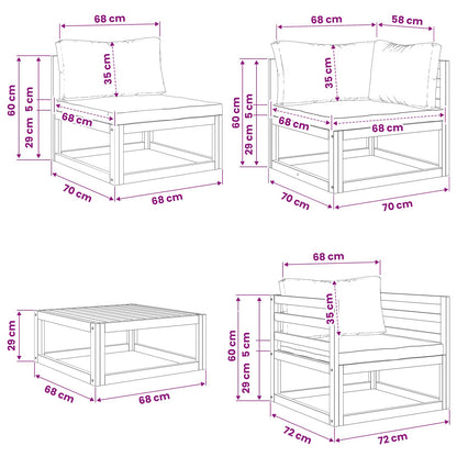 vidaXL Sofa Set 7 pcs Natural Solid Acacia Wood