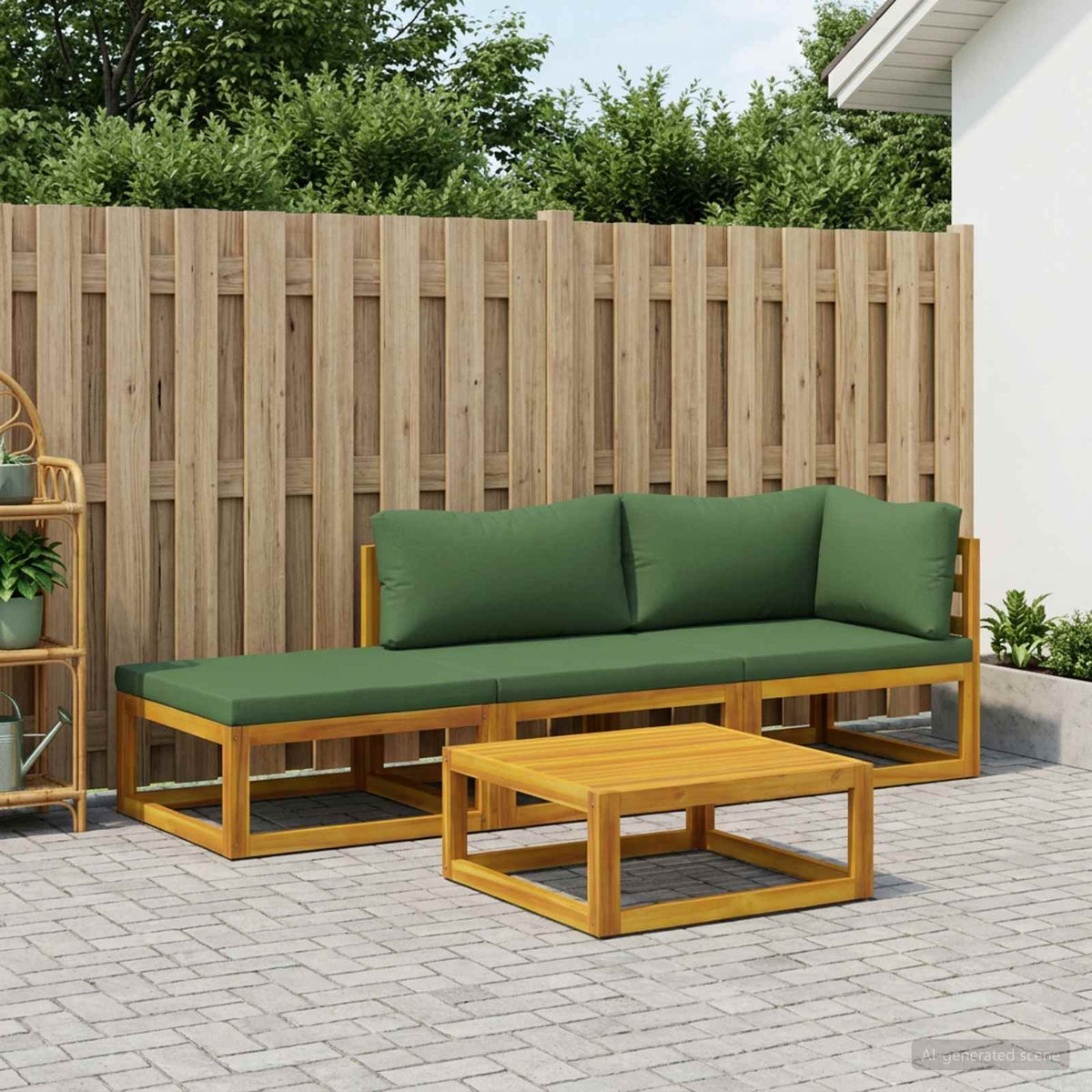 vidaXL Sofa Set 4 pcs Natural Solid Acacia Wood