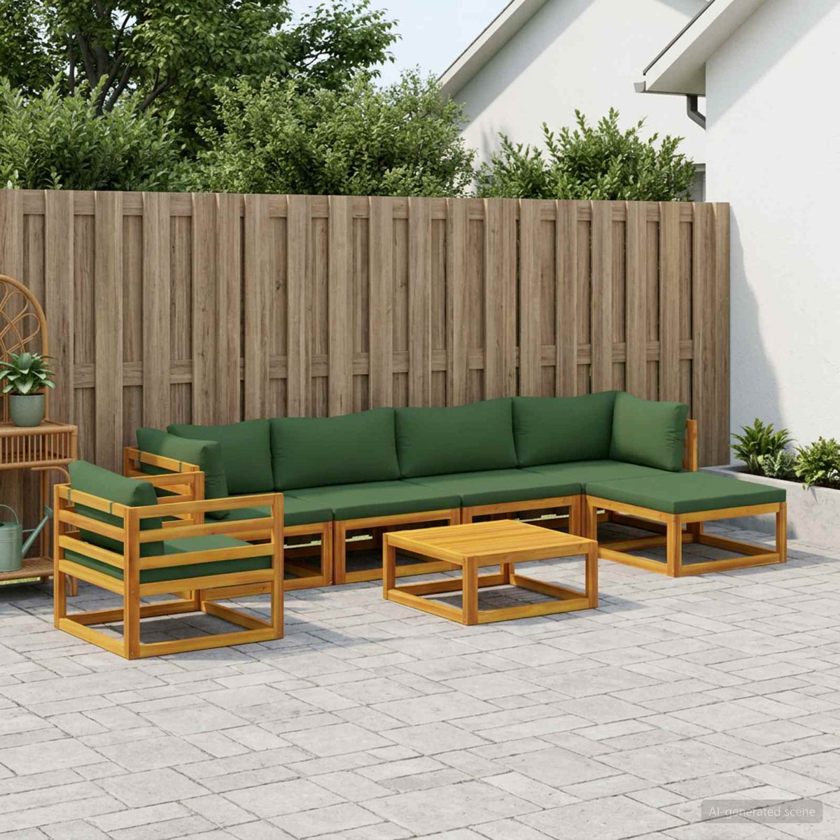 vidaXL Sofa Set 7 pcs Natural Solid Acacia Wood