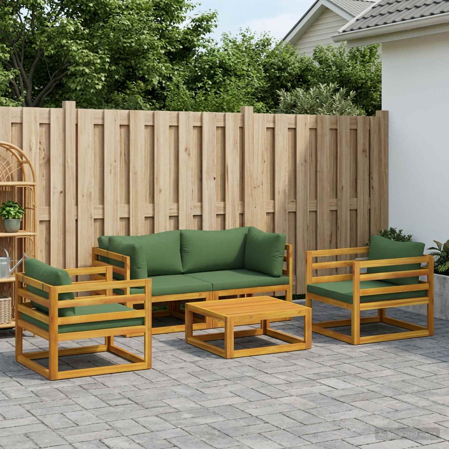 vidaXL 5 Piece Garden Lounge Set Modular Natural Solid Acacia Wood
