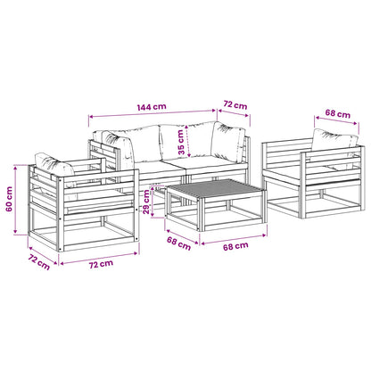 vidaXL 5 Piece Garden Lounge Set Modular Natural Solid Acacia Wood
