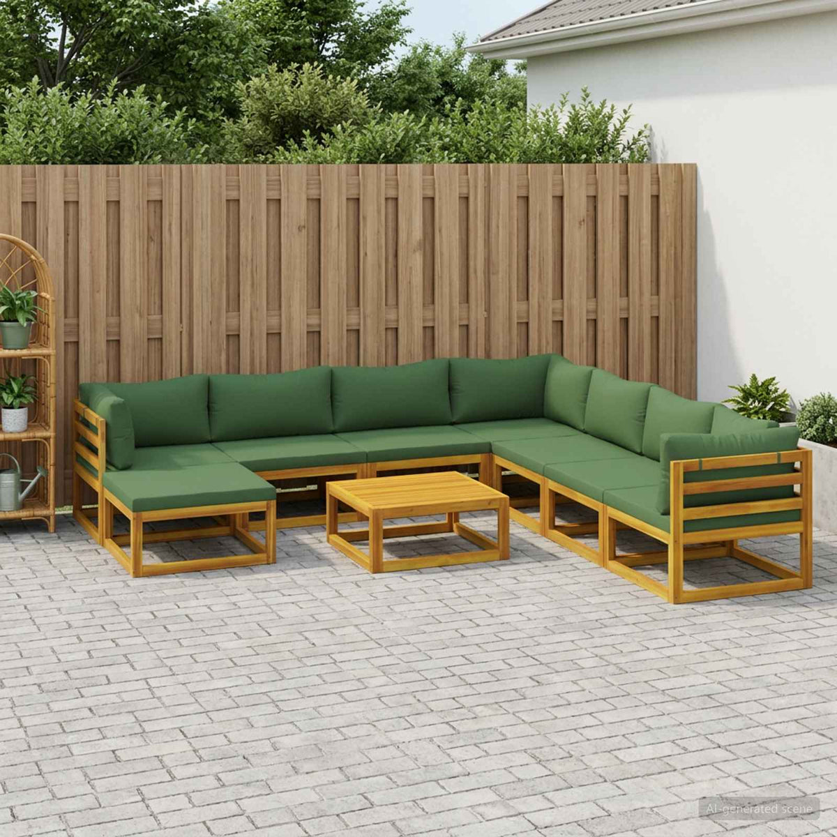 vidaXL Sofa Set 9 pcs Natural Solid Acacia Wood